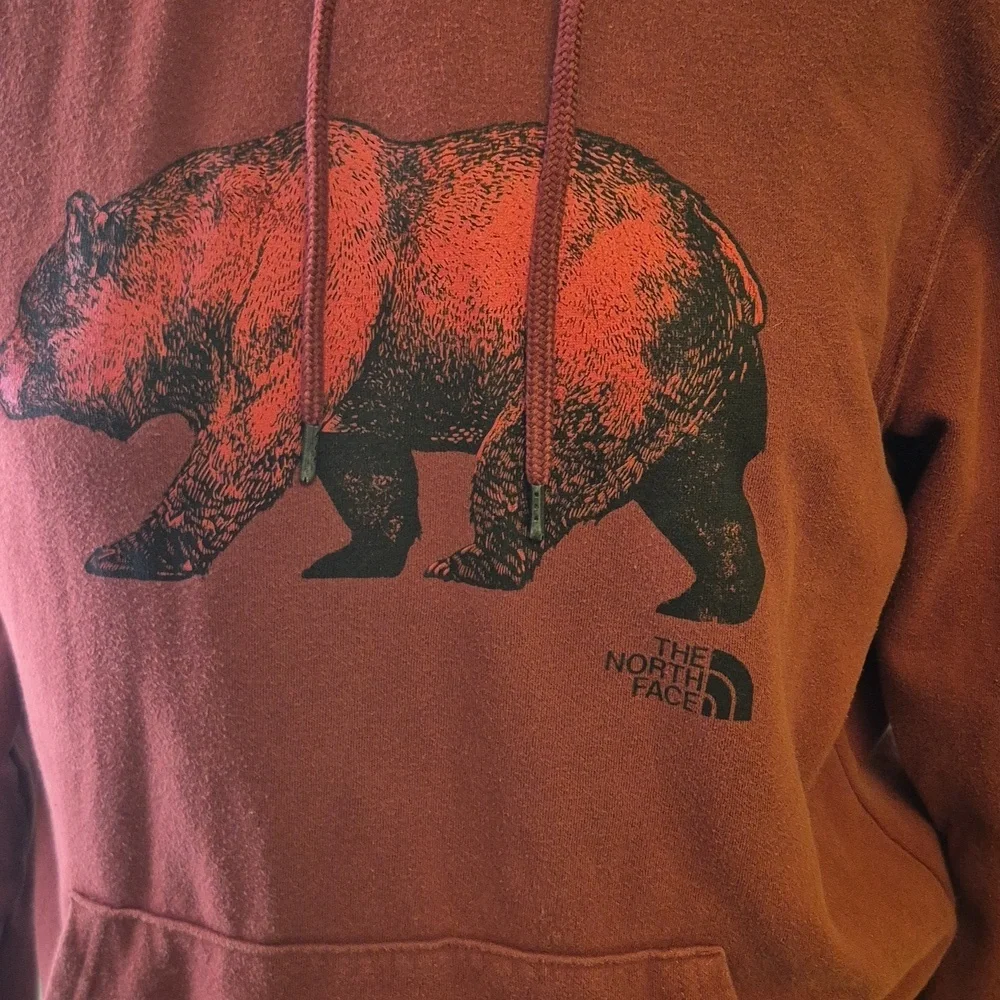 The Nortface TNF Hoodie Red Brick.SizeTag Missing. Pit To Pit:22.5
